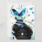 Invitation Bleu Pastel Butterfly Anniversaire (Devant)