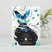 Invitation Bleu Pastel Butterfly Anniversaire (Debout devant)