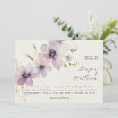 Invitation Bleu pastel cosmos fleurs horisontal mariage (Debout devant)
