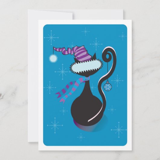 Invitation bleu Père Noël Kitty (Devant)