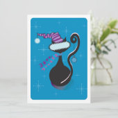 Invitation bleu Père Noël Kitty (Debout devant)