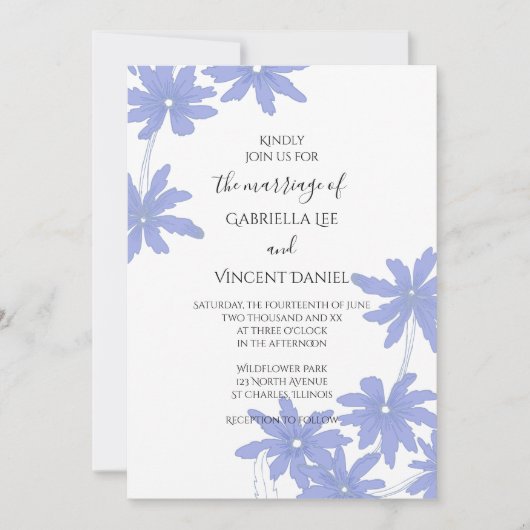 Invitation Bleu périwinkle Mariage blanc (Devant)
