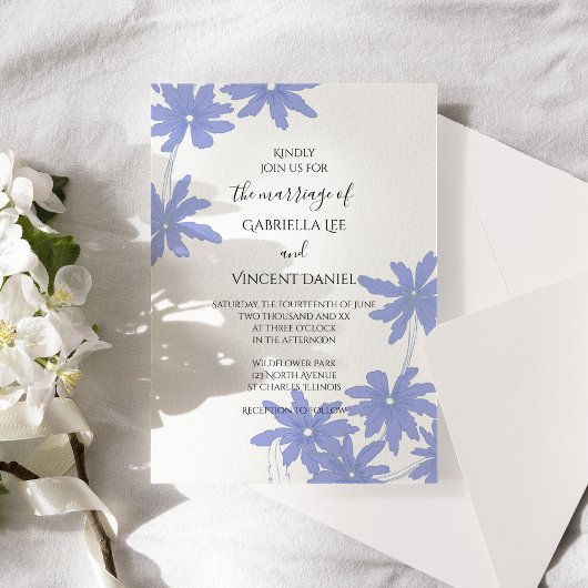 Invitation Bleu périwinkle Mariage blanc