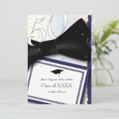 Invitation Bleu personnalisable et blanc la Réunion de classe (Debout devant)