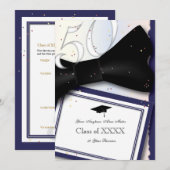 Invitation Bleu personnalisable et blanc la Réunion de classe (Devant / Derrière)