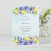Invitation Bleu Pervenche Mariage Citron Vibrant (Debout devant)