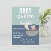Invitation Bleu Petit Pirate Baby shower bébé garçon (Debout devant)