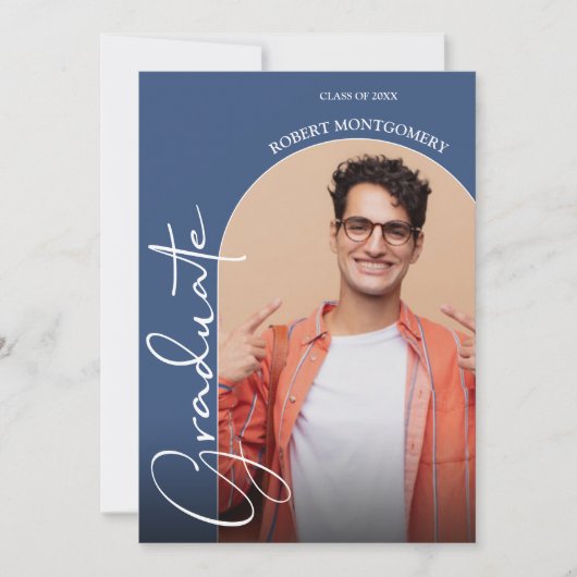Invitation Bleu photo du script de graduation (Devant)