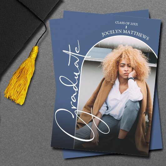 Invitation Bleu photo du script de graduation