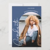 Invitation Bleu photo du script de graduation (Devant)