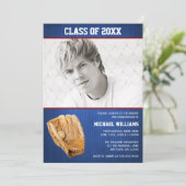 Invitation Bleu photo rouge (Debout devant)