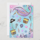 Invitation Bleu Pirates mauve Mermaid Anniversaire (Dos)