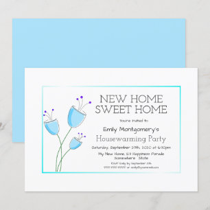 Invitation Bleu pittoresque Fleur de ménage