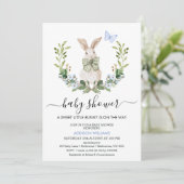 Invitation Bleu pittoresque Garys Little Bunny Baby shower (Debout devant)