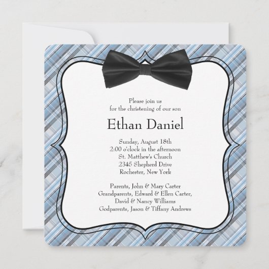 Invitation Bleu Plaid (Dos)