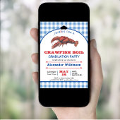 Invitation Bleu Plaid Crawfish Bouille Graduation BBQ Party