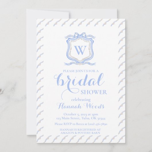 Invitation Bleu Poirier Monogramme Crest Grandmillenium (Devant)