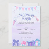 Invitation Bleu pourpre Anniversaire Bash (Devant)