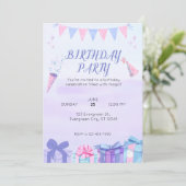 Invitation Bleu pourpre Anniversaire Bash (Debout devant)