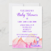 Invitation *~* Bleu pourpre Dragon Bébé Fille Douche Invitati (Dos)