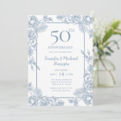 Invitation Bleu Poussiéreux 50e Anniversaire (Debout devant)