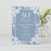 Invitation Bleu Poussiéreux 50e Anniversaire (Debout devant)