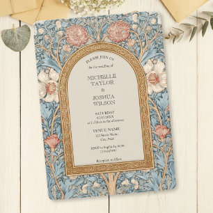 Invitation Bleu Poussiéreux Art Nouveau Vintage William Morri
