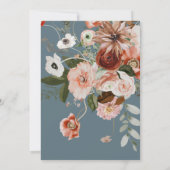 Invitation Bleu poussiéreux avec Fête des mariées florale ros (Dos)