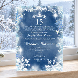 Invitation Bleu Poussiéreux & Blanc Fille Espagnole Hiver 15