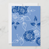 Invitation Bleu Poussiéreux Élégant Blanc Gris Rose Floral Ma (Dos)