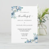 Invitation Bleu Poussiéreux Floral Élégant Formel Mariage Scr (Debout devant)