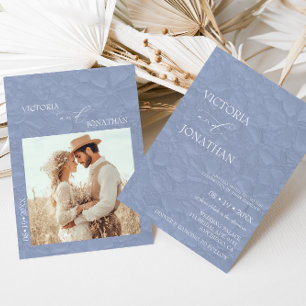 Invitation Bleu poussiéreux floral Élégant mariage