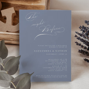 Invitation Bleu Poussiéreux La Veille du Dîner de Répétition