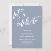 Invitation Bleu Poussiéreux Réception de Mariage Célébrons (Devant)