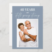 Invitation Bleu Poussiéreux Script N'importe Quelle Année Ann (Devant / Derrière)