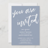 Invitation Bleu Poussiéreux Vous êtes Invités à la Réception  (Devant)