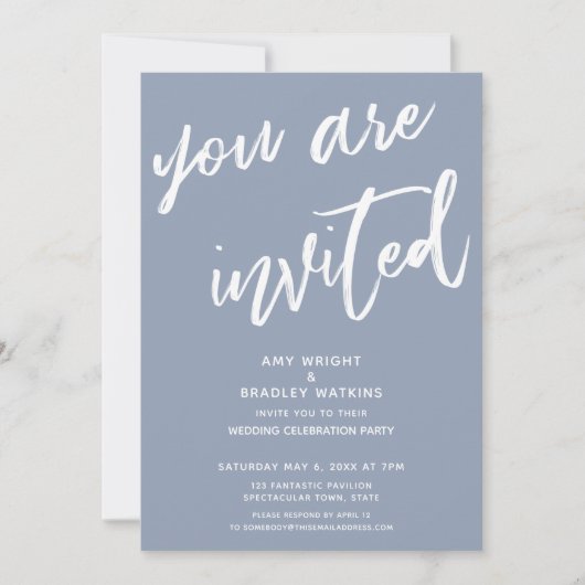 Invitation Bleu Poussiéreux Vous êtes Invités Réception de Ma (Devant)
