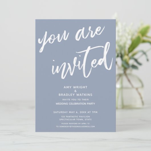 Invitation Bleu Poussiéreux Vous êtes Invités Réception de Ma (Debout devant)