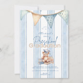 Invitation Bleu préscolaire Teddy Bear Graduation (Devant)