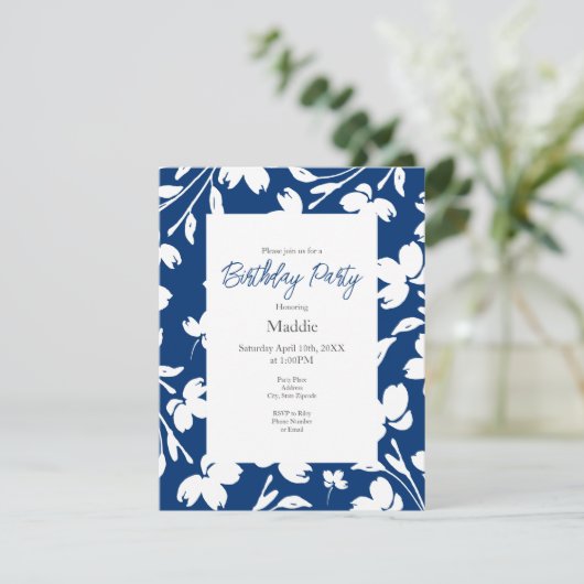 Invitation Bleu profond, Blancs tiges (Debout devant)