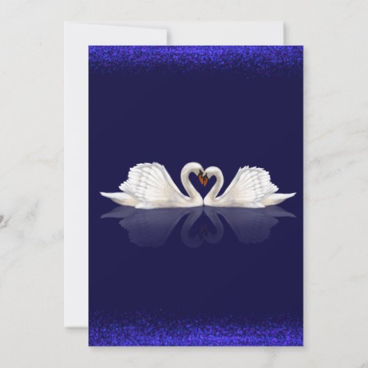 Invitation Bleu profond et blanc à thème avec Mariage Swans (Dos)