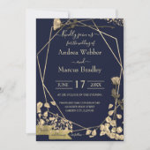 Invitation Bleu profond et Champagne (Devant)