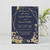 Invitation Bleu profond et Champagne (Debout devant)