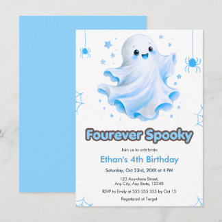 Invitation Bleu Quatre Pour Toujours Épouvantable Anniversair