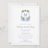 Invitation Bleu Raffiné Rouge crête de Noël (Devant)