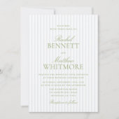 Invitation Bleu Rayure Citron Vert Élégant Écriture Mariage (Devant)