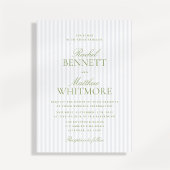 Invitation Bleu Rayure Citron Vert Élégant Écriture Mariage