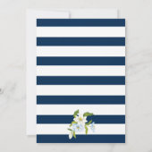 Invitation Bleu rayures & fleurs mariage couples douche (Dos)