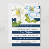 Invitation Bleu rayures & fleurs mariage douche nuptiale (Devant)