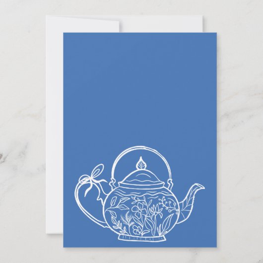 Invitation Bleu retro arcs teapot bébé est en train de brasse (Dos)